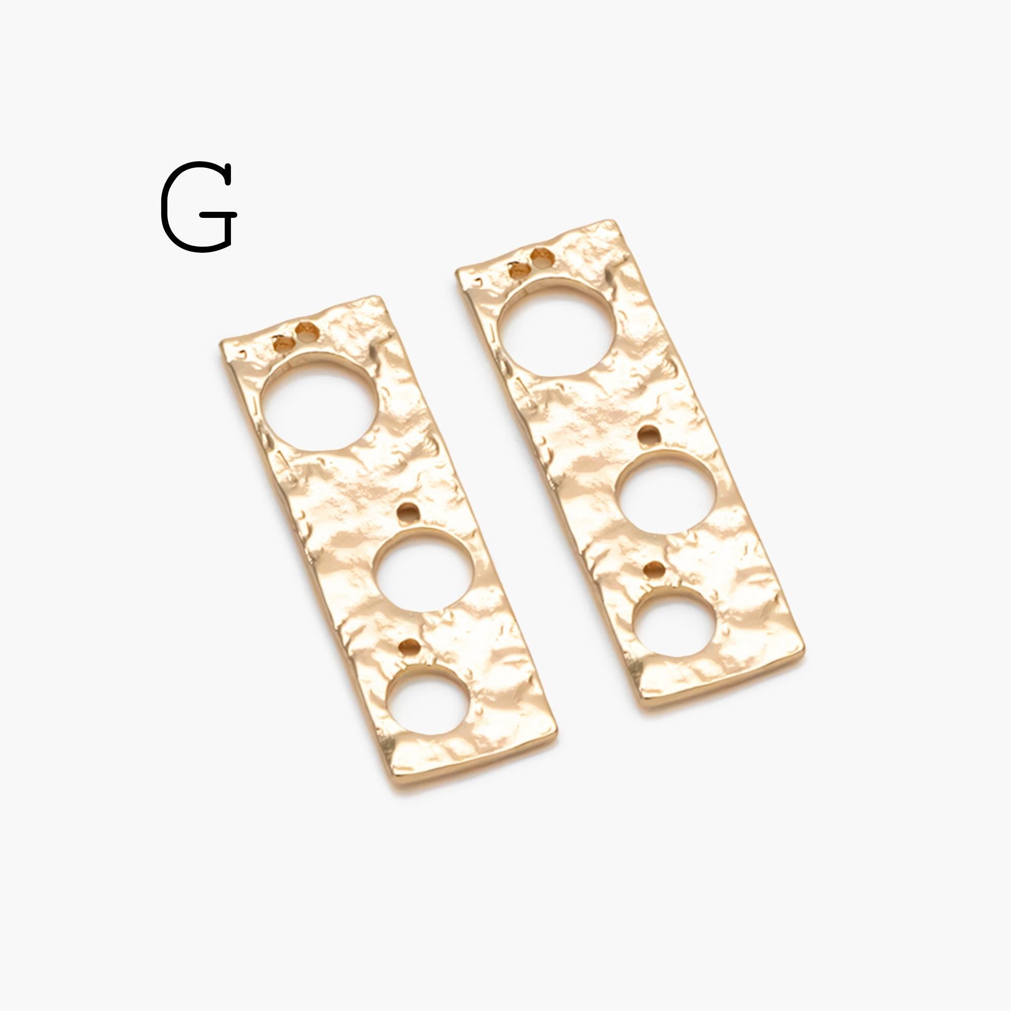 10pcs Gold Hammered Geometric Charms, 18K Gold plated Brass Rustic Pendants (GB-2977)